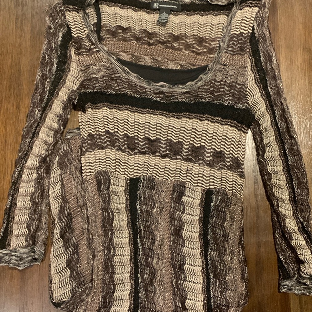INC black gold crochet dress fully lined size large